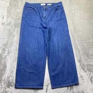 LOBO Boyfriend Crop Wide Leg Jeans Medium Wash Denim Women's Size 12 Fits 31"